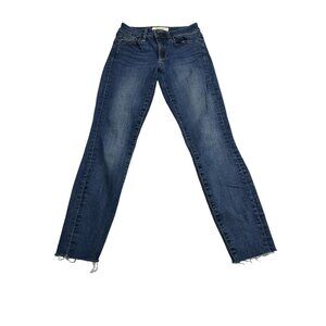 Gap 1969 Womens 25R Curvy True Skinny Jeans Blue Denim Frayed Hem Stretch